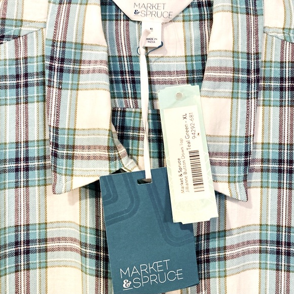 StitchFix Market & Spruce Jillianne Plaid Shirt SZ XL - Picture 6 of 8